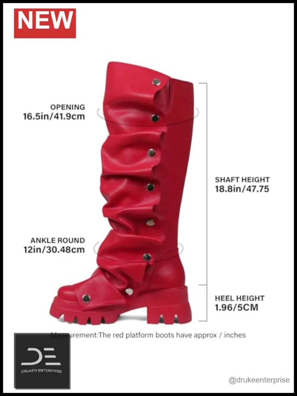 Fold Over Knee High Platform Boots Slouchy Ruched Stacked Heel Round Toe Pull